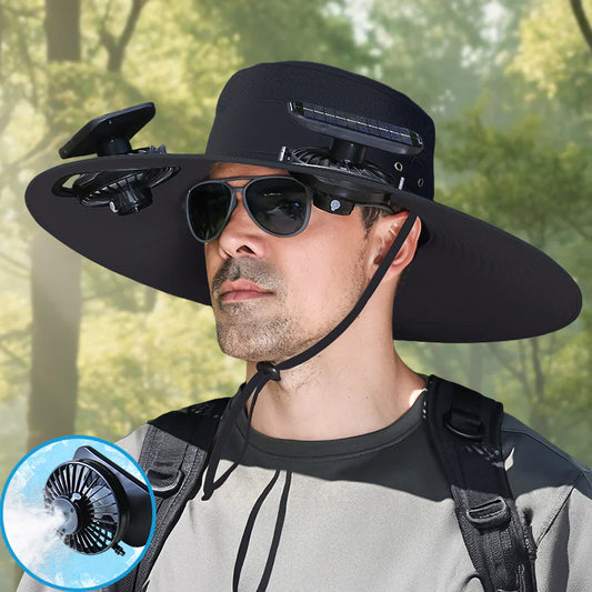 UPF50+ SunShield Solar Fan Cap