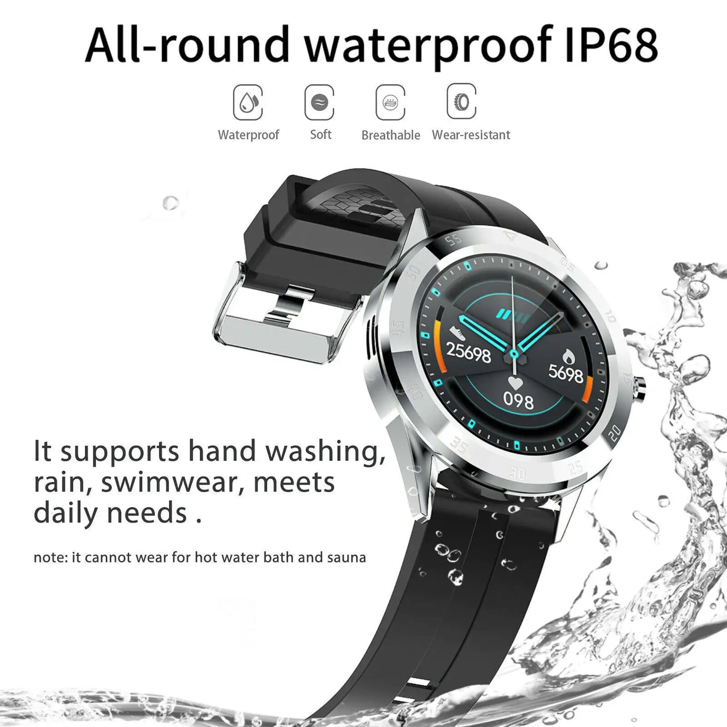 Smart Heart Tracker Watch - Waterproof Bluetooth for IOS & Android