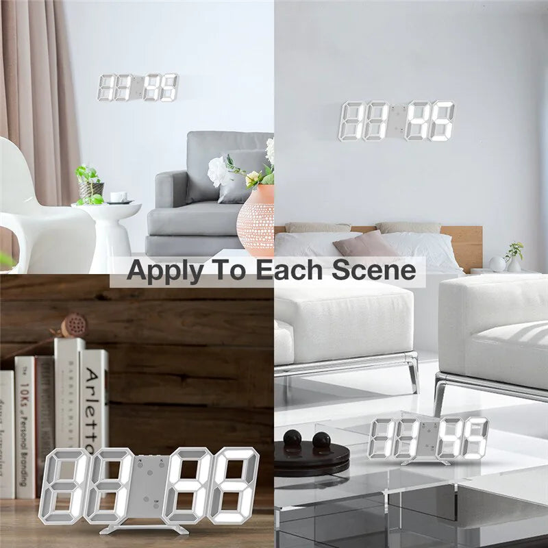 3D LED Wall/Desk Clock with USB & Auto Dimmer
