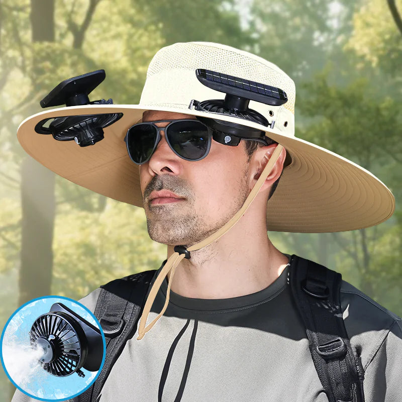 UPF50+ SunShield Solar Fan Cap