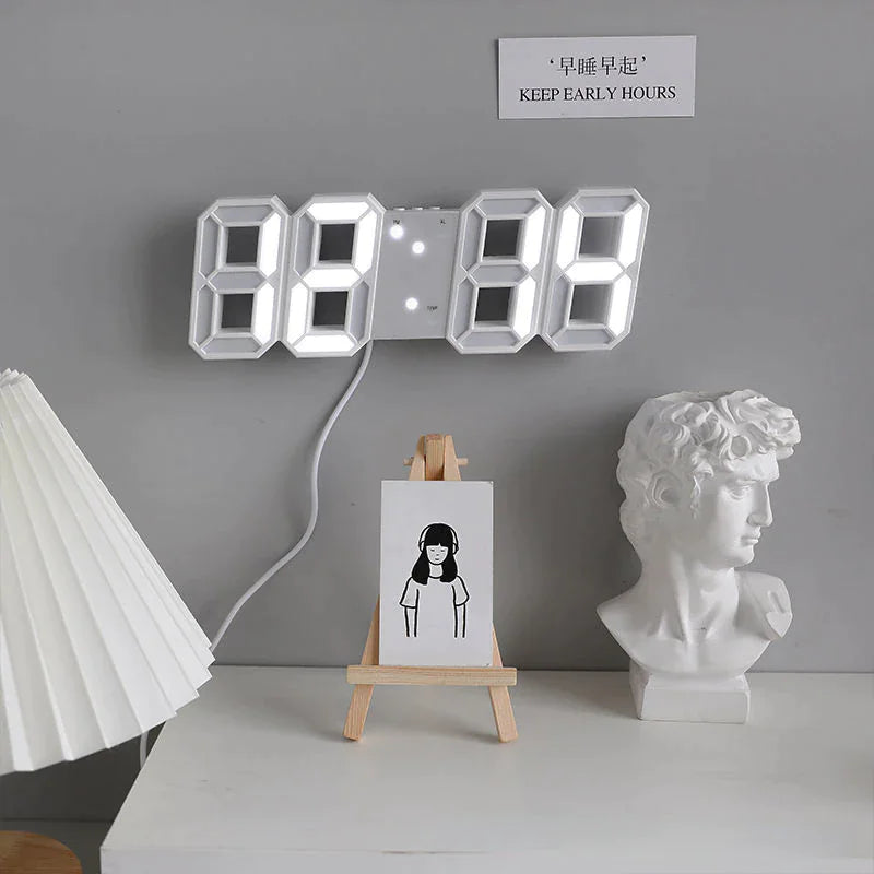 3D LED Wall/Desk Clock with USB & Auto Dimmer