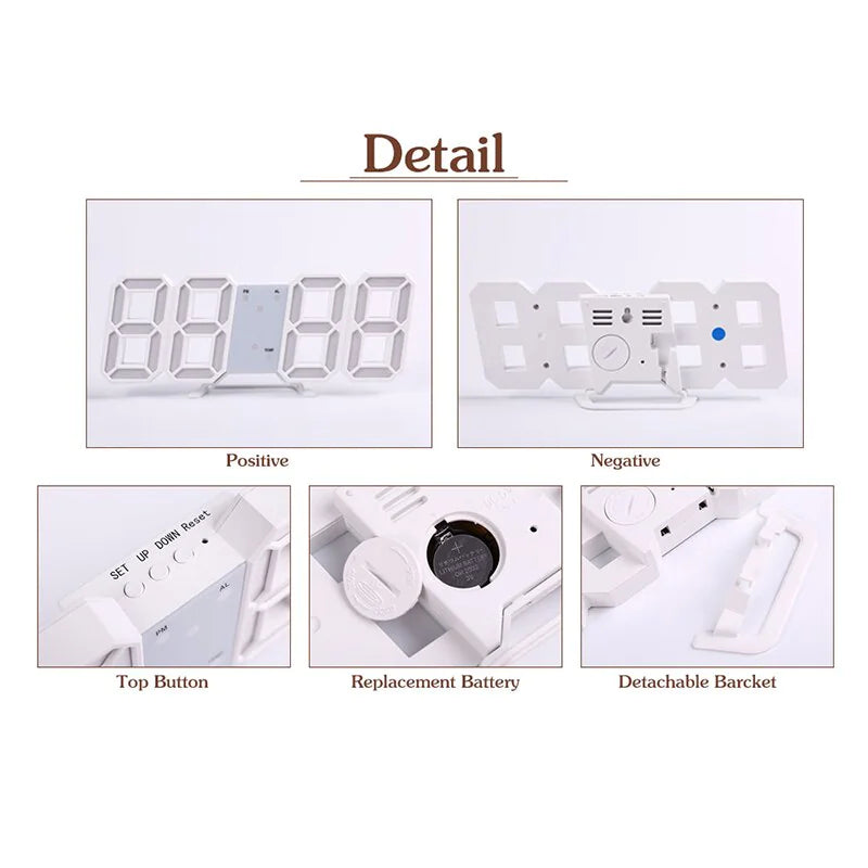 3D LED Wall/Desk Clock with USB & Auto Dimmer