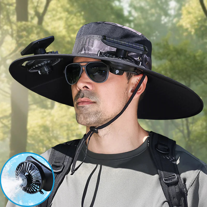 UPF50+ SunShield Solar Fan Cap