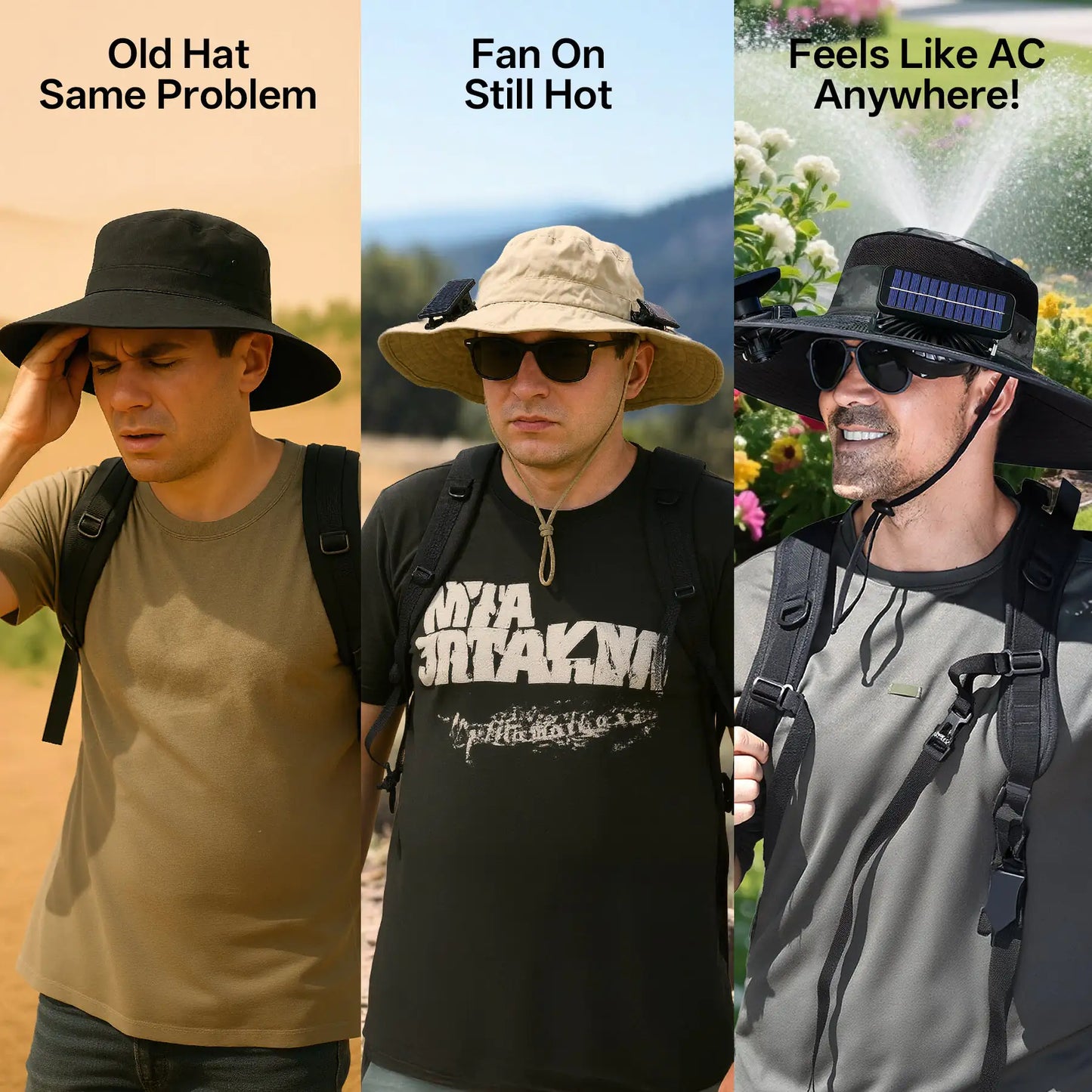 UPF50+ SunShield Solar Fan Cap