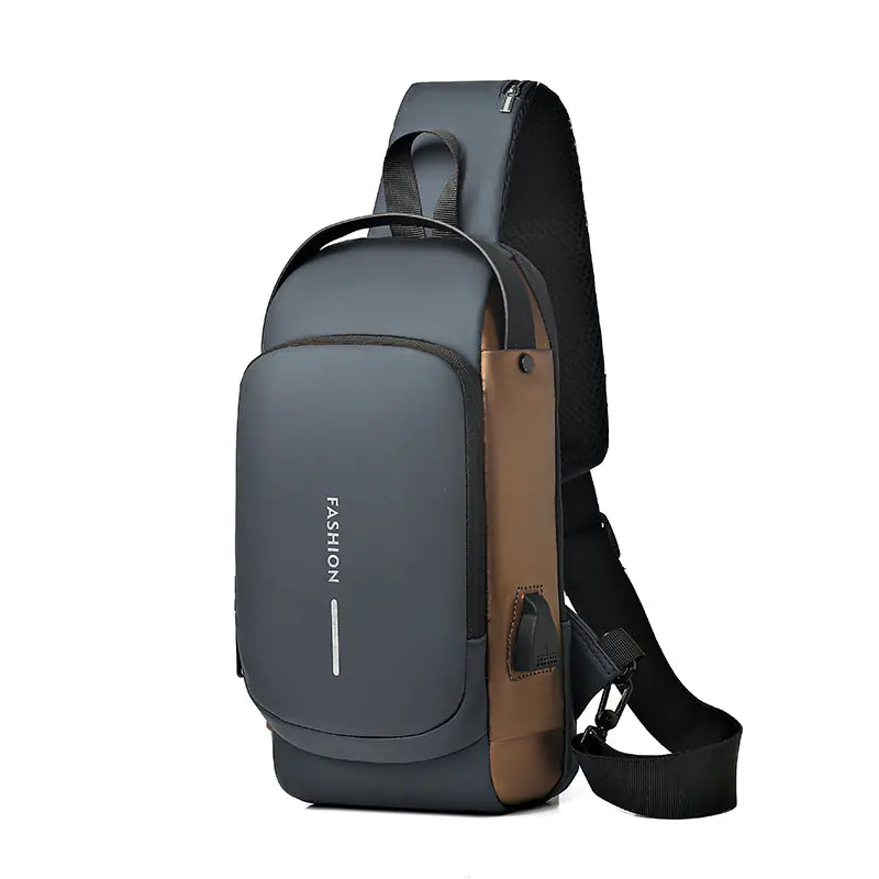 Men's Wear-resistant Oxford Crossbody Sling Bag with USB