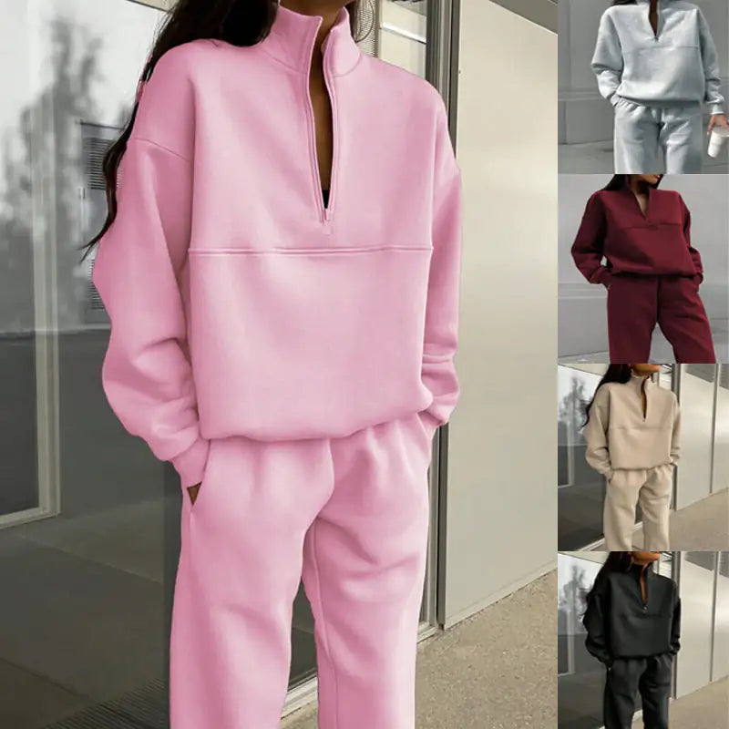 Chic Zipper Lapel Two-Piece Suit