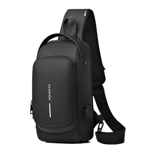 Men's Wear-resistant Oxford Crossbody Sling Bag with USB