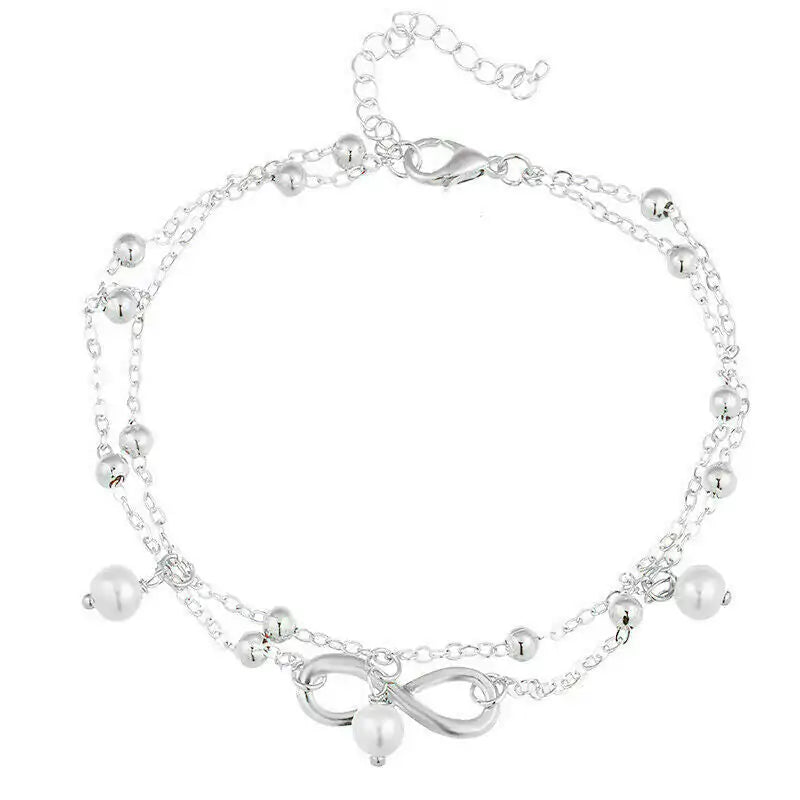 Women Infiniti Double Ankle Bracelet