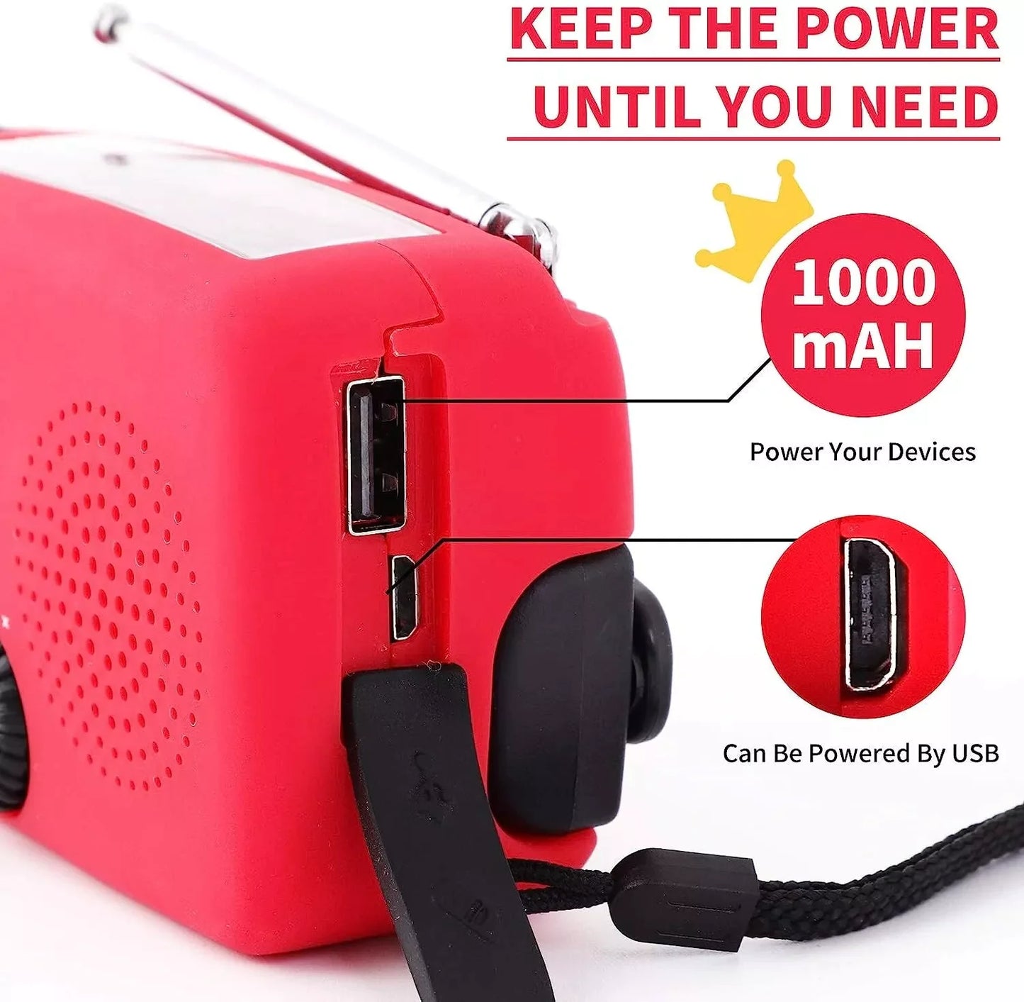 Crank Solar Emergency Radio 1000mAh Power Bank