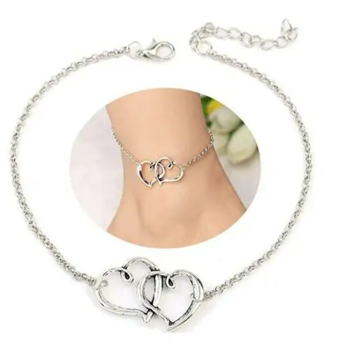 Women's Double Heart Shape Ankle Bracelet