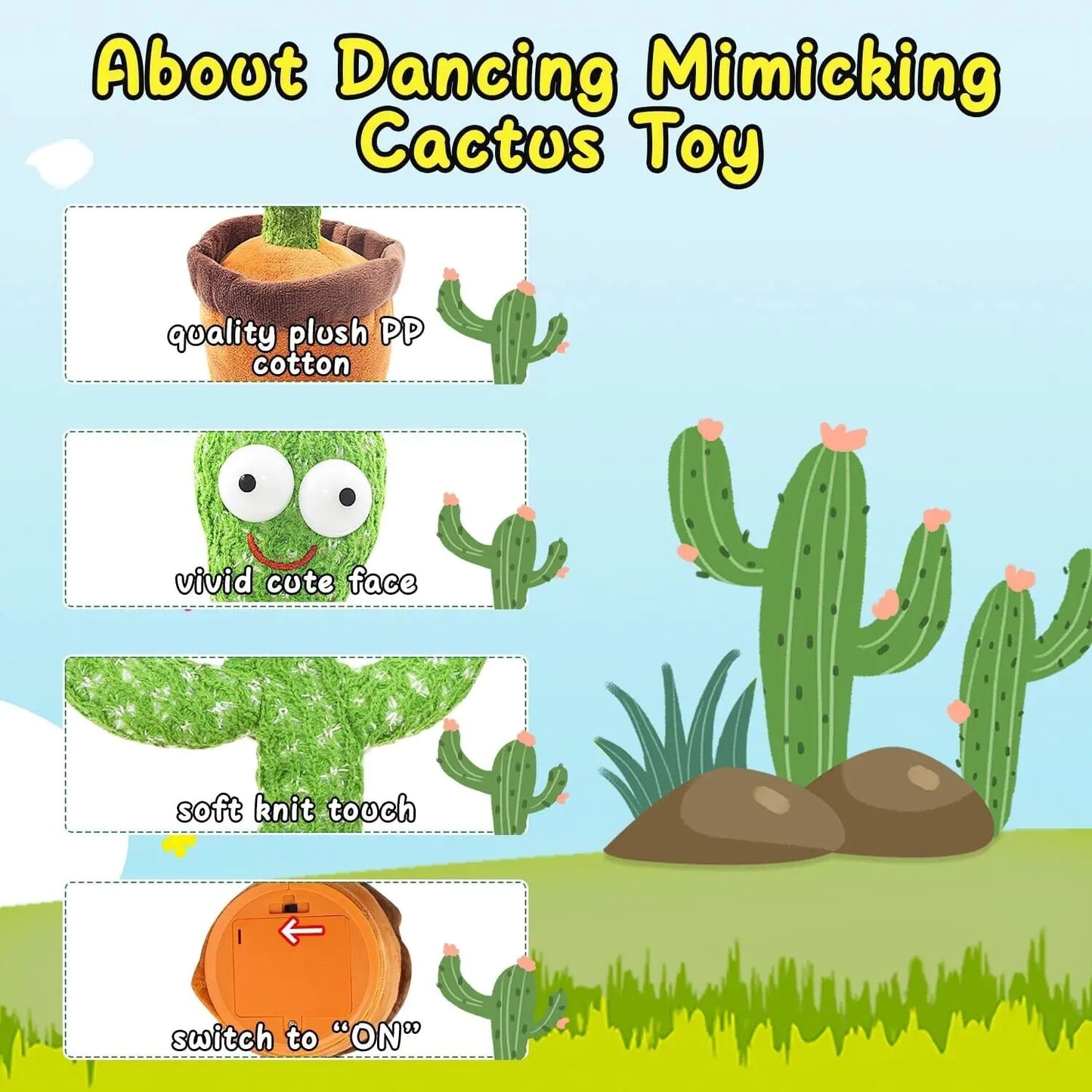 Singing Cactus Plush Toy with Record & Dance