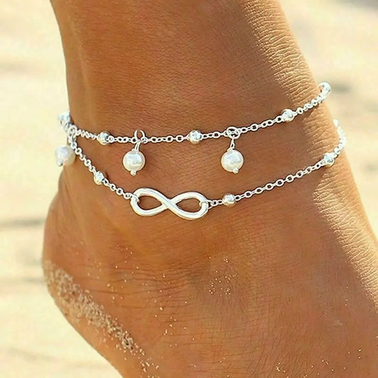 Women Infiniti Double Ankle Bracelet