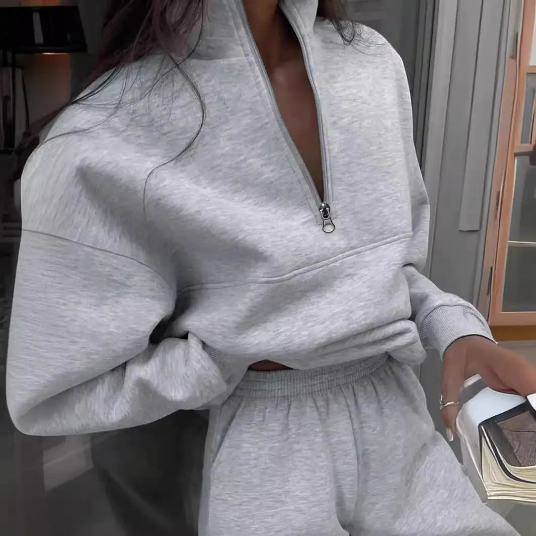 Chic Zipper Lapel Two-Piece Suit