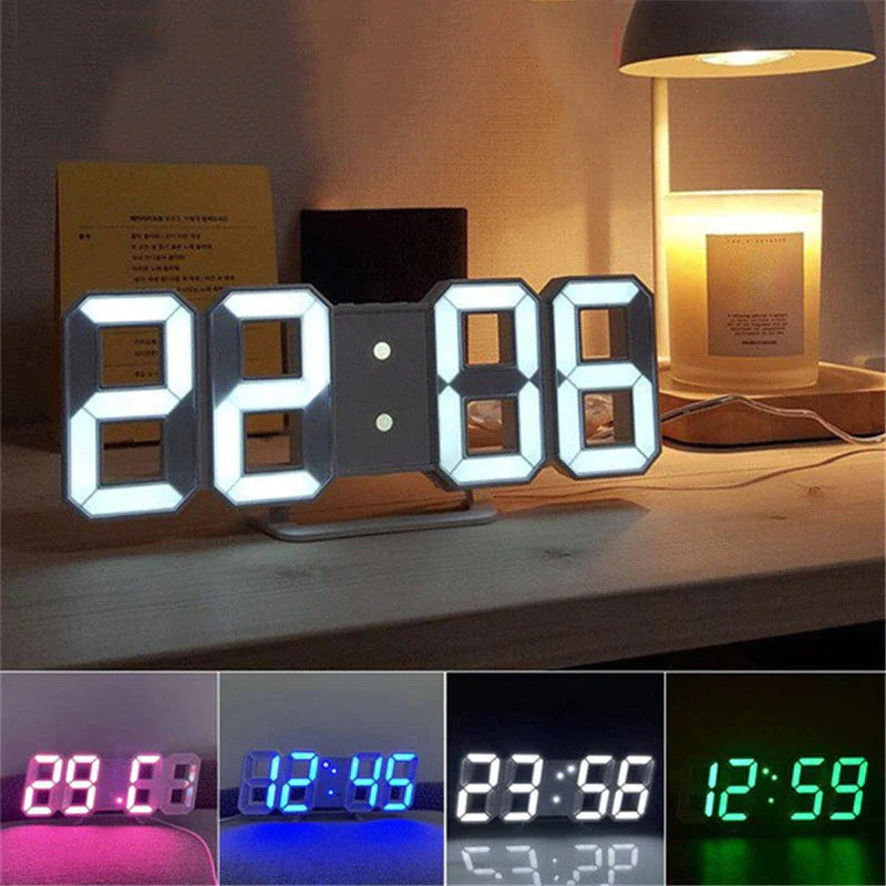 3D LED Wall/Desk Clock with USB & Auto Dimmer