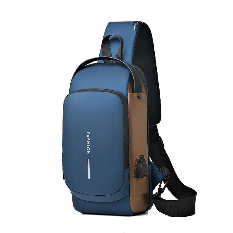 Men's Wear-resistant Oxford Crossbody Sling Bag with USB