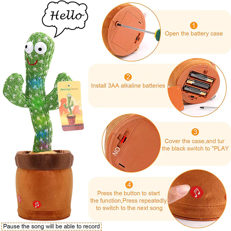 Singing Cactus Plush Toy with Record & Dance