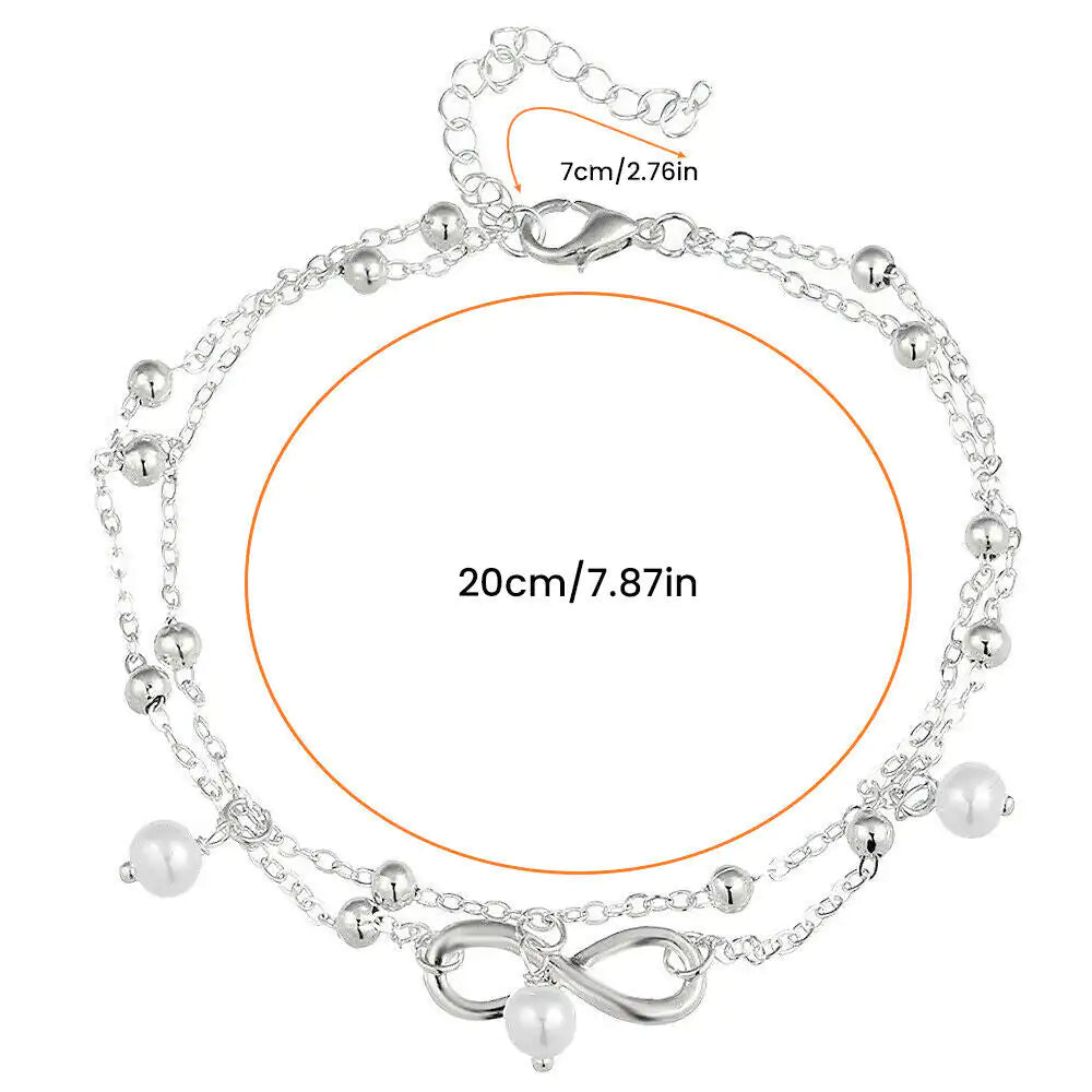 Women Infiniti Double Ankle Bracelet