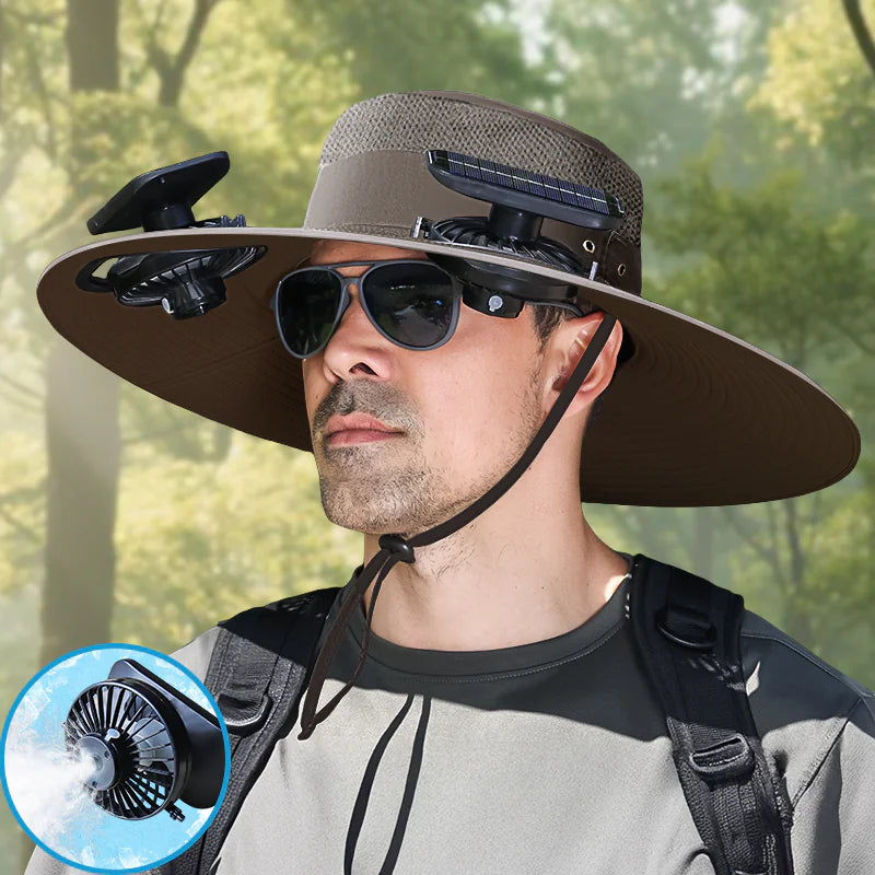 UPF50+ SunShield Solar Fan Cap