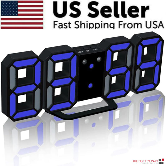3D LED Wall/Desk Clock with USB & Auto Dimmer