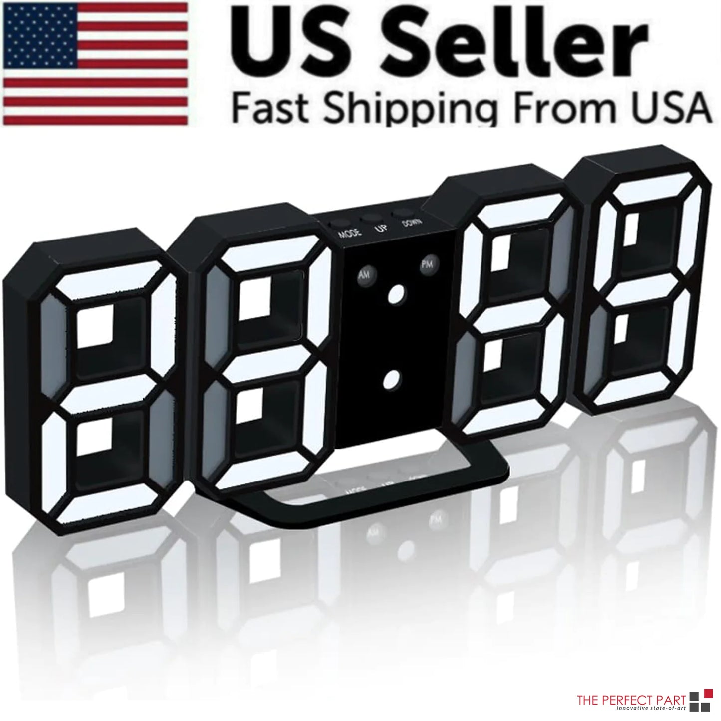 3D LED Wall/Desk Clock with USB & Auto Dimmer