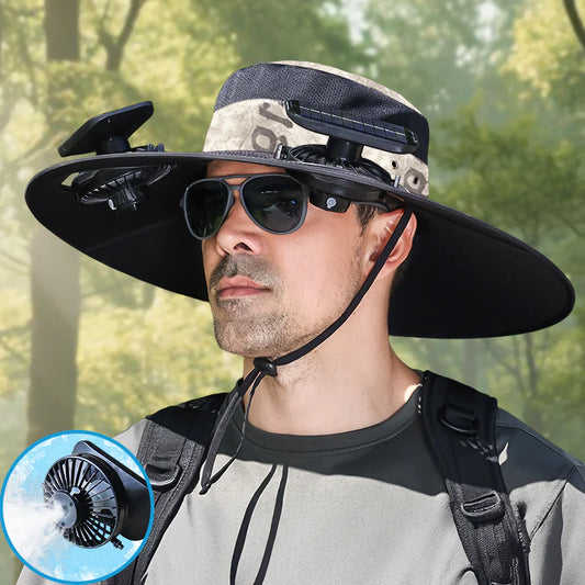 UPF50+ SunShield Solar Fan Cap