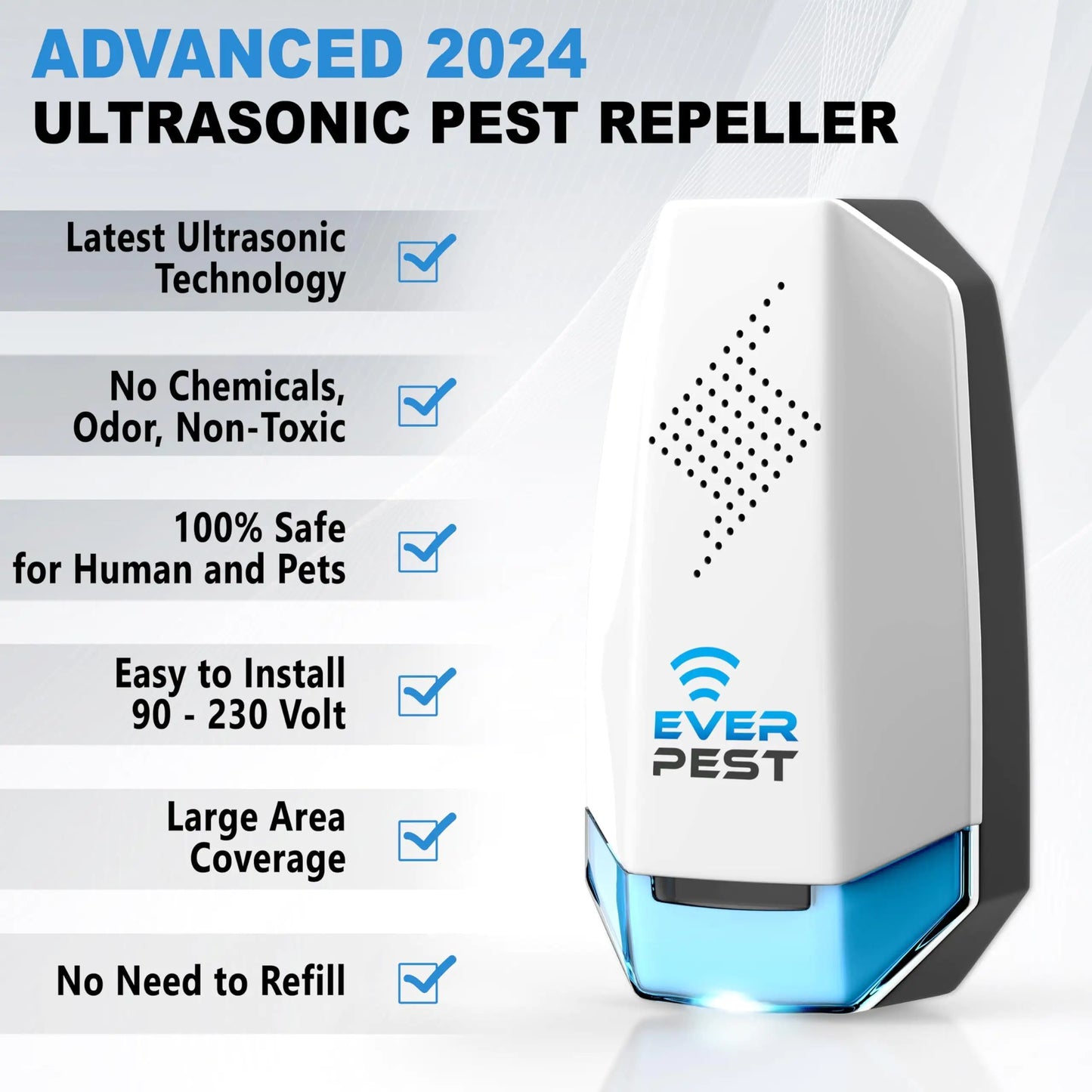 Ultrasonic Pest Conttol Plug in 2 Pack Electronic Insect Defender Roach Bed Bug