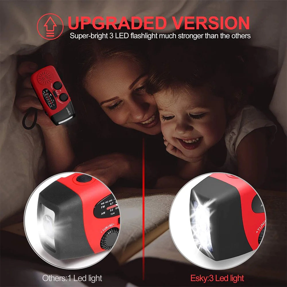 Crank Solar Emergency Radio 1000mAh Power Bank