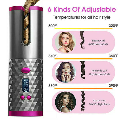 Ceramic Wireless Curling Iron Auto-LCD USA - Kool Thingz