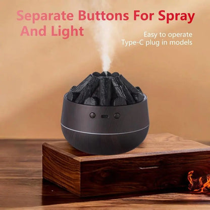 Charcoal Fire LED Aromatherapy Diffuser - Dark Wood - Kool Thingz