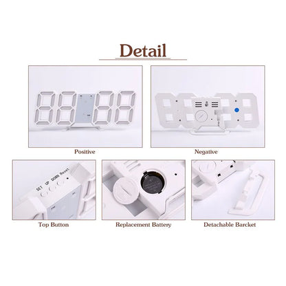 3D LED Wall/Desk Clock with USB & Auto Dimmer