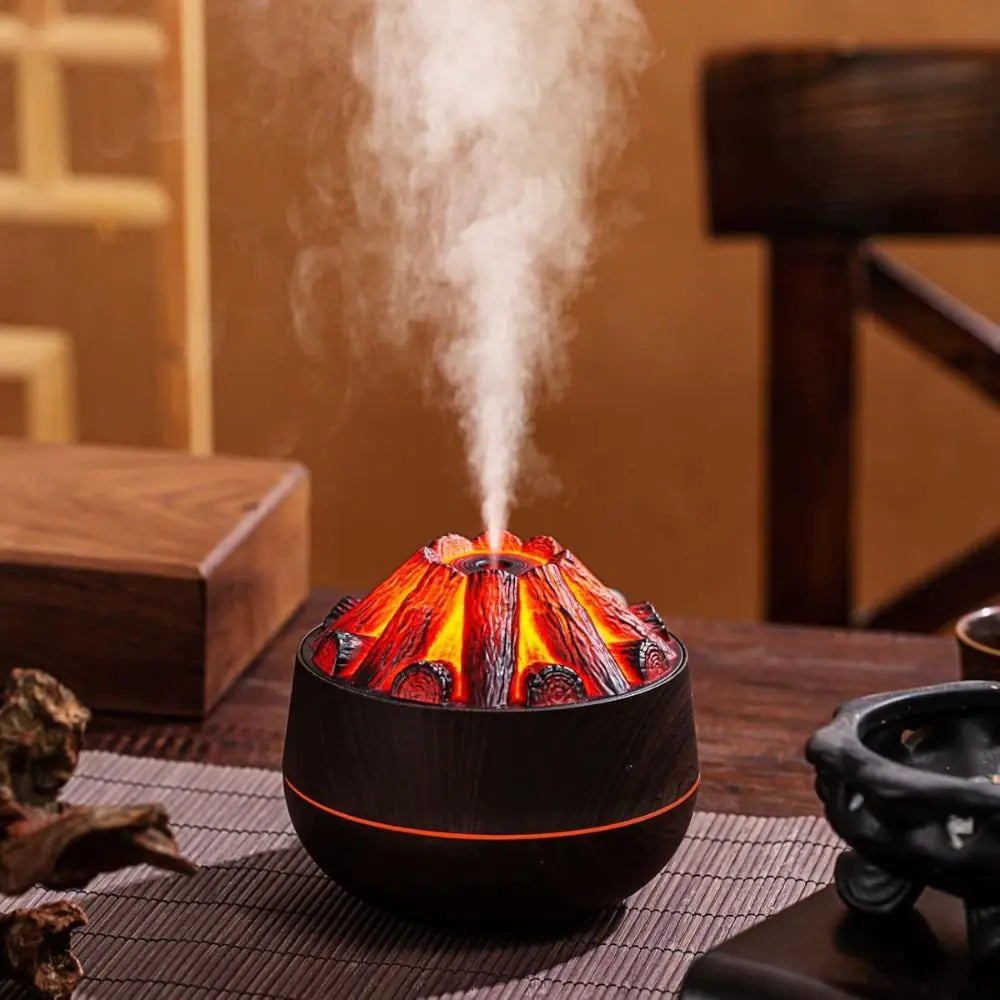 Charcoal Fire LED Aromatherapy Diffuser - Dark Wood - Kool Thingz