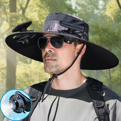 UPF50+ SunShield Solar Fan Cap