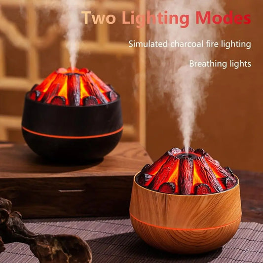 Charcoal Fire LED Aromatherapy Diffuser - Dark Wood - Kool Thingz