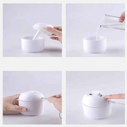 Cute Cool Mist Humidifier with LED Light for Home/Car