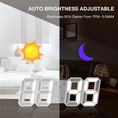 3D LED Wall/Desk Clock with USB & Auto Dimmer