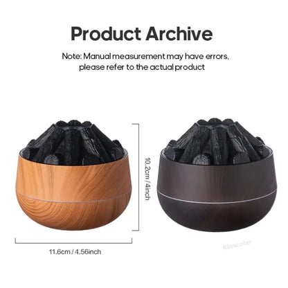 Charcoal Fire LED Aromatherapy Diffuser - Dark Wood - Kool Thingz