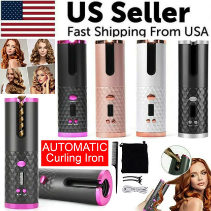 Ceramic Wireless Curling Iron Auto-LCD USA - Kool Thingz