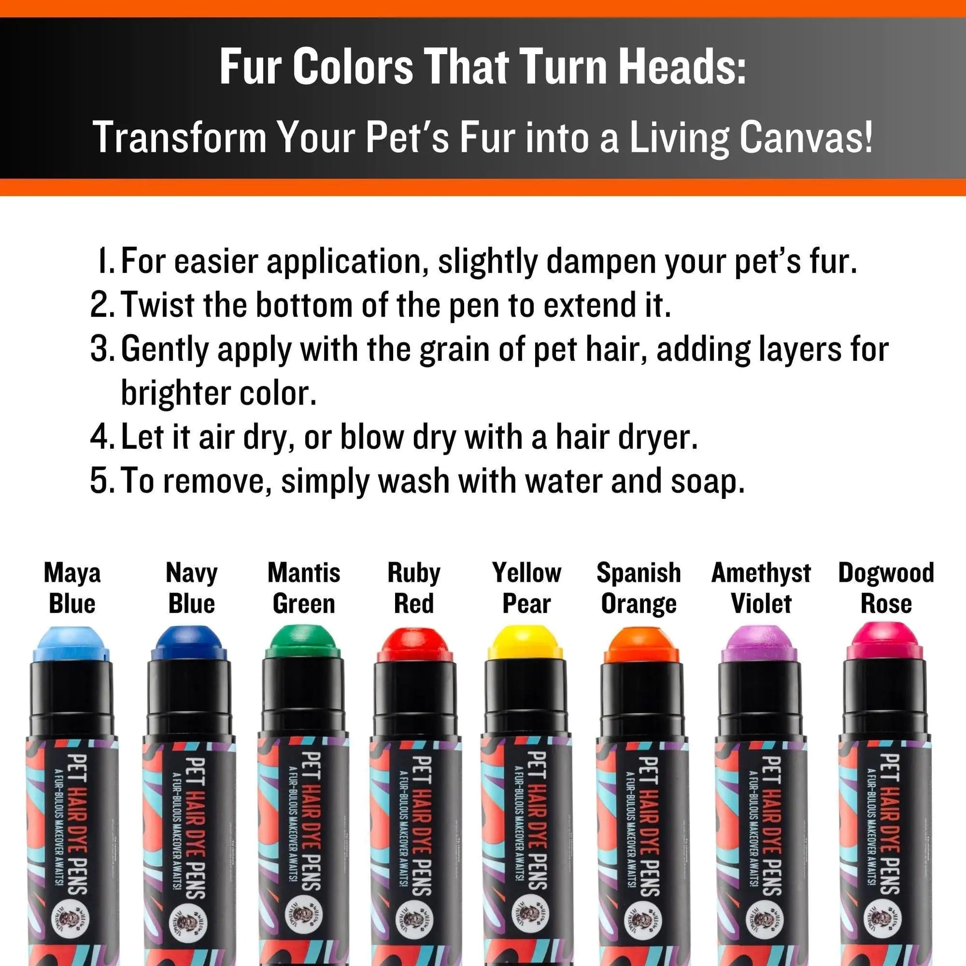 8-Pack Pet-Safe Color Dye Pens - Kool Thingz