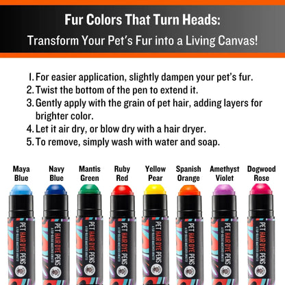 8-Pack Pet-Safe Color Dye Pens - Kool Thingz