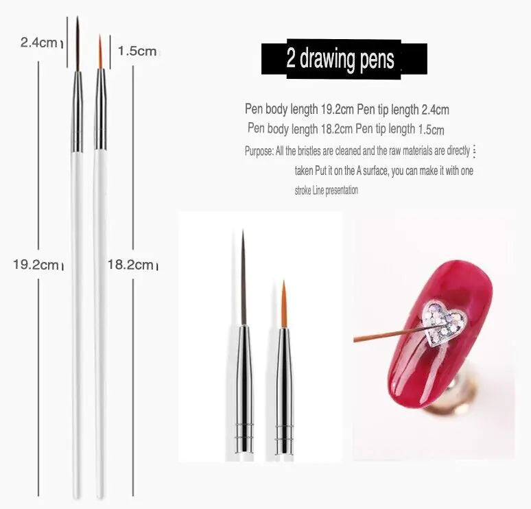 20PC Nail Art & Design Toolkit with UV Gel Brushes - Kool Thingz