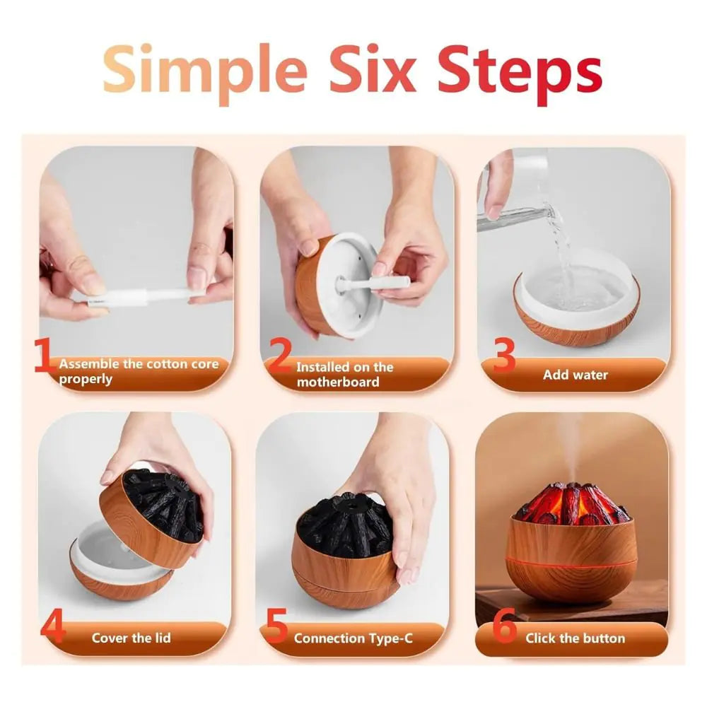 Charcoal Fire LED Aromatherapy Diffuser - Dark Wood - Kool Thingz