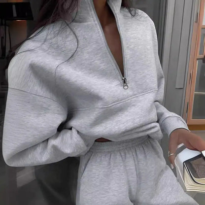 Chic Zipper Lapel Two-Piece Suit