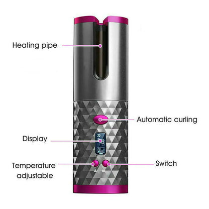 Ceramic Wireless Curling Iron Auto-LCD USA - Kool Thingz