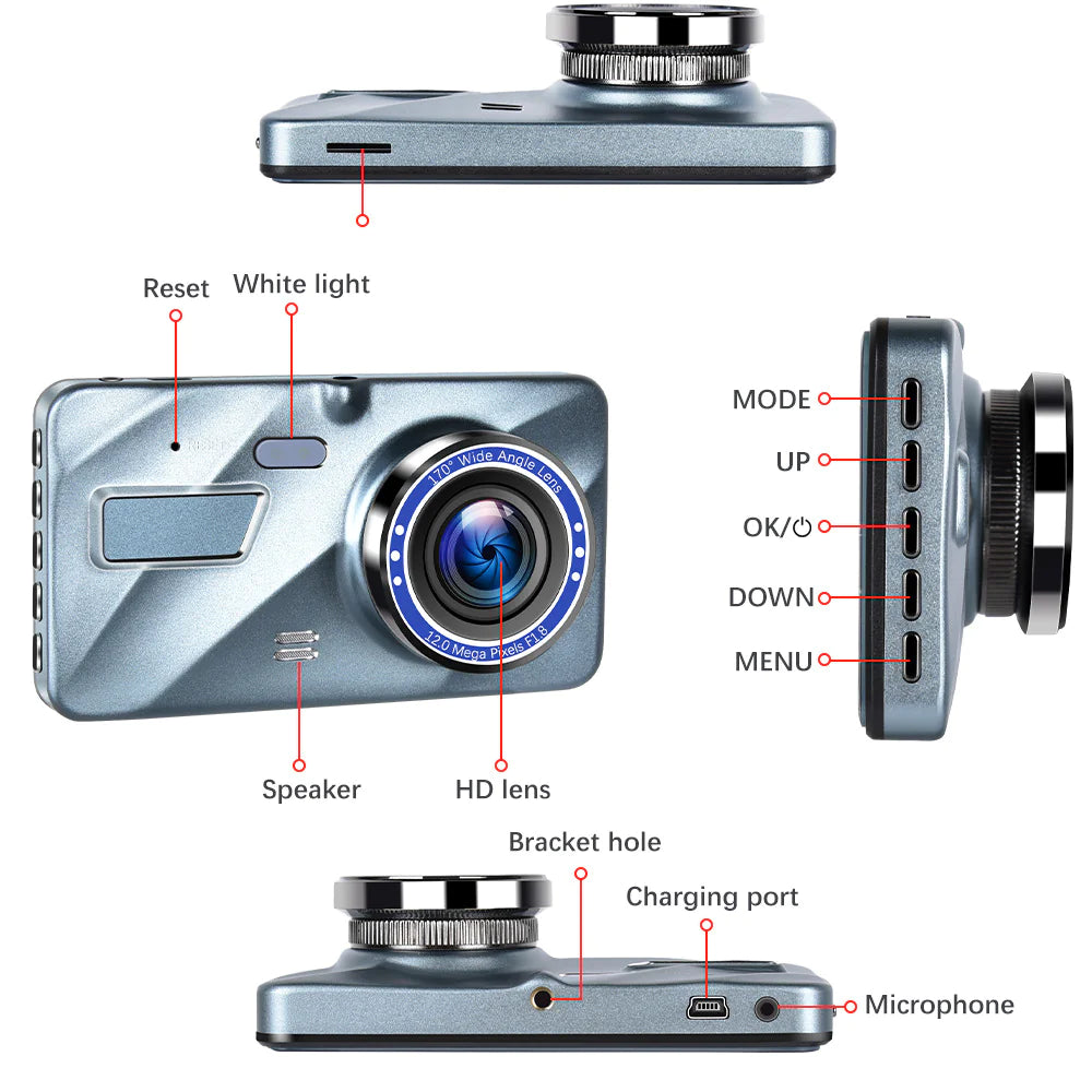 UltraVision Dual Lens DashCam 1080P 4" - Kool Thingz