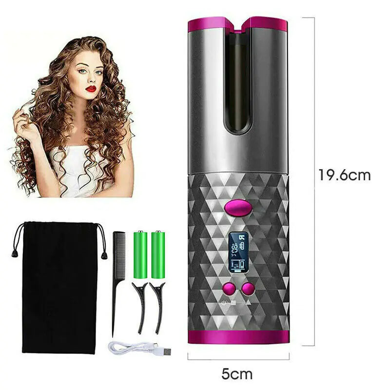 Ceramic Wireless Curling Iron Auto-LCD USA - Kool Thingz