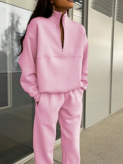 Chic Zipper Lapel Two-Piece Suit