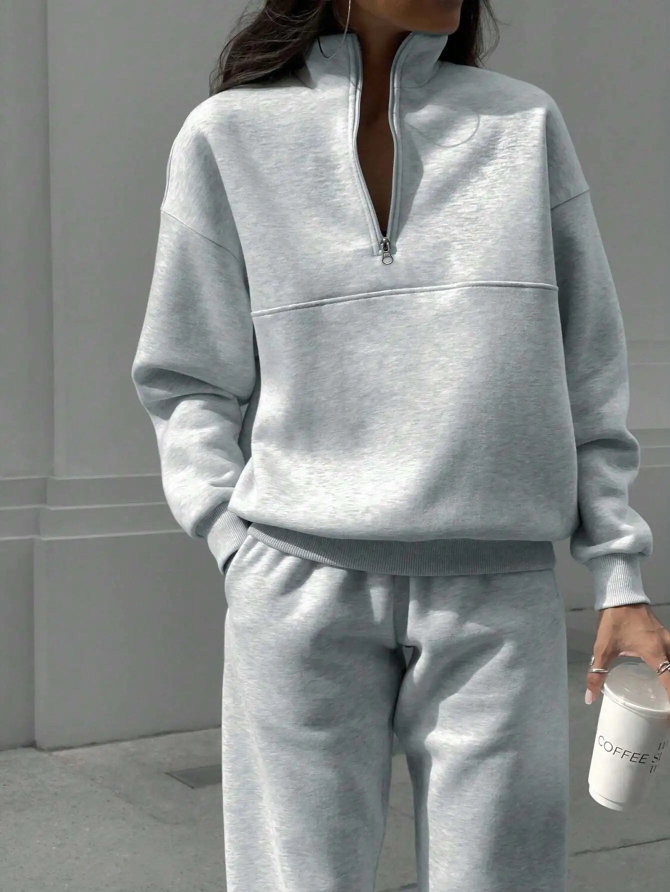 Chic Zipper Lapel Two-Piece Suit