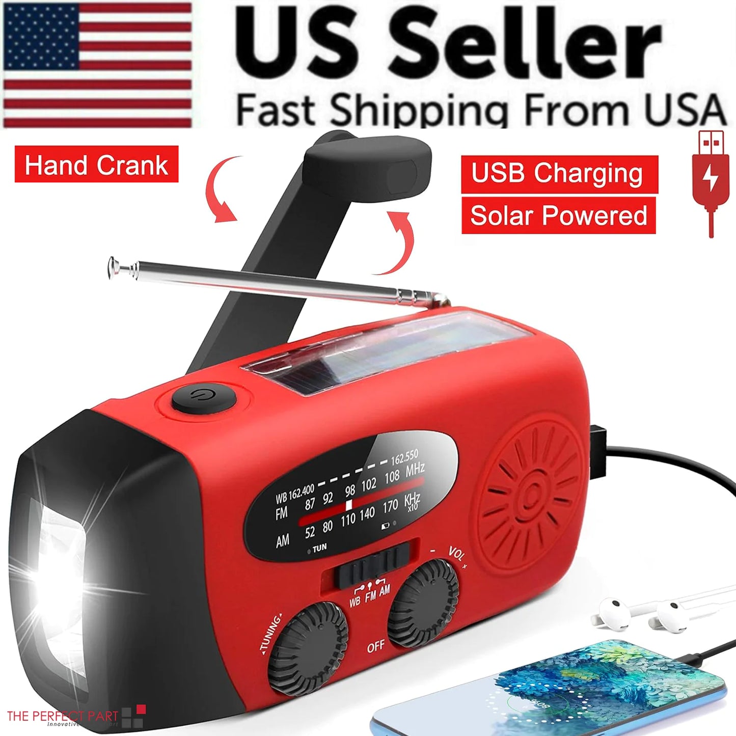 Crank Solar Emergency Radio 1000mAh Power Bank